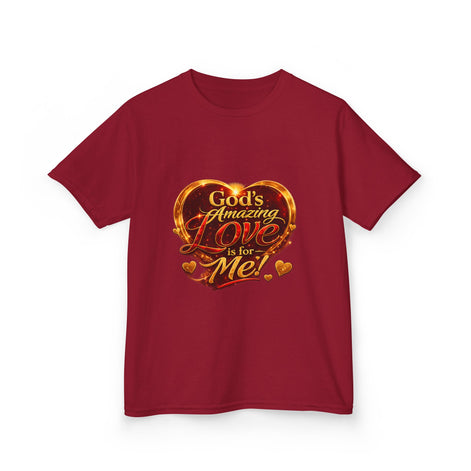 Kids T-Shirt — "God's Amazing Love Is For Me" Heart Graphic