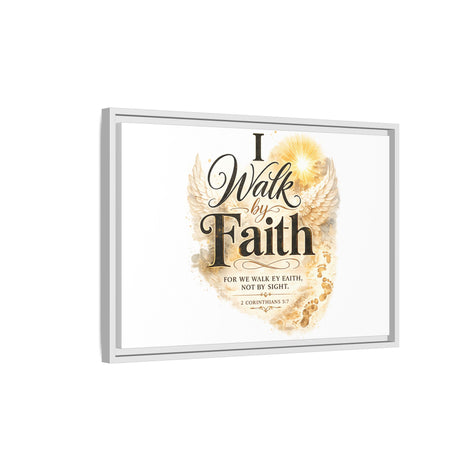 Canvas Wall Art - "I Walk By Faith" Framed Inspirational Bible Verse Print