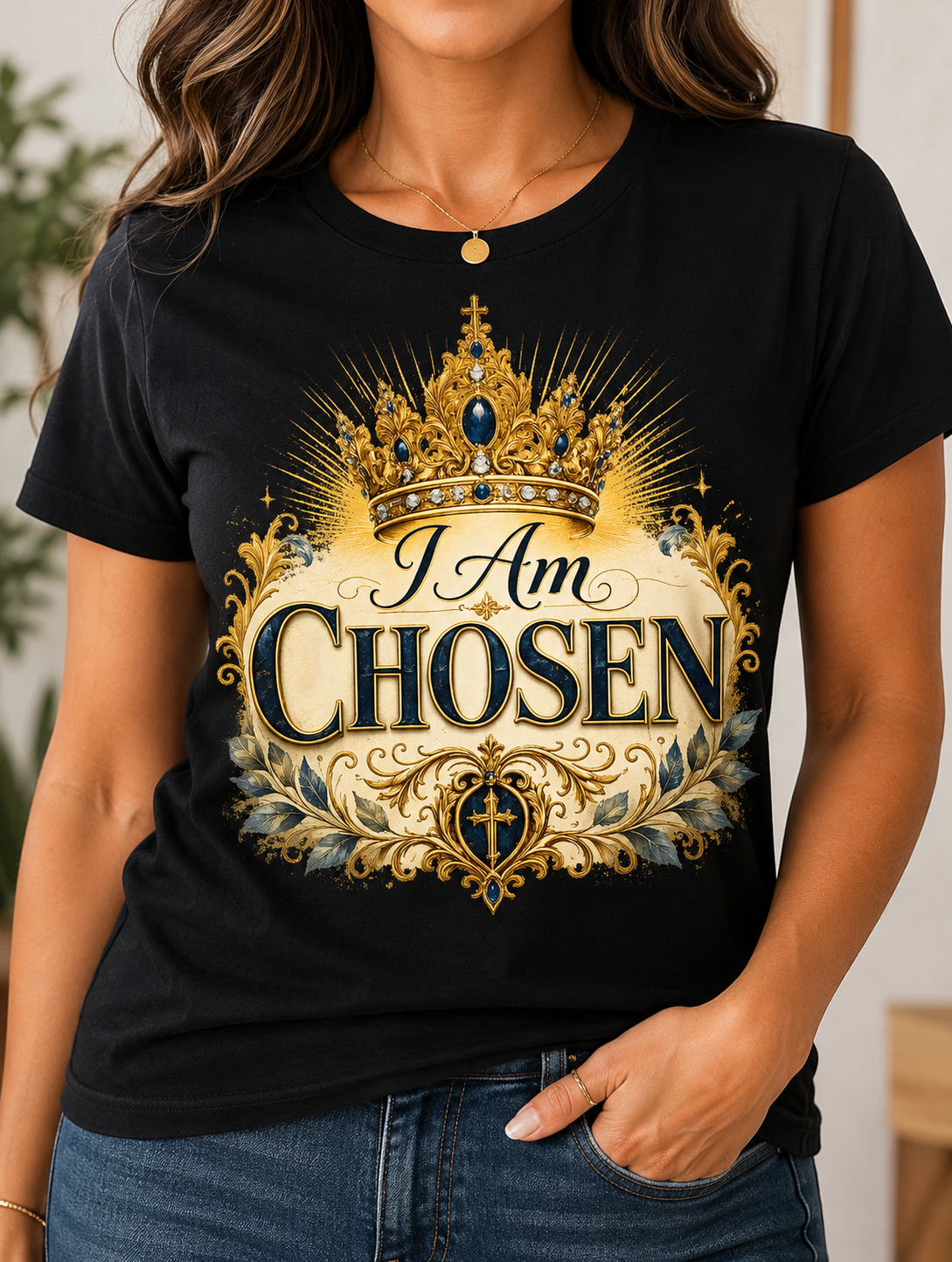 I Am Chosen Crown Tee — Inspirational Christian Graphic T-Shirt