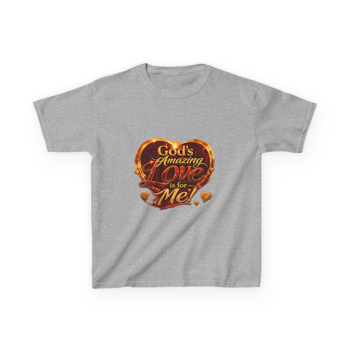 Kids T-Shirt — "God's Amazing Love Is For Me" Heart Graphic