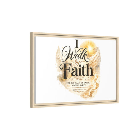 Canvas Wall Art - "I Walk By Faith" Framed Inspirational Bible Verse Print
