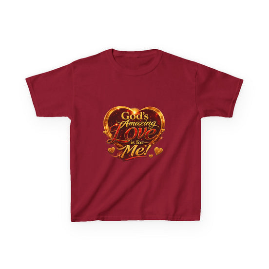 Kids T-Shirt — "God's Amazing Love Is For Me" Heart Graphic