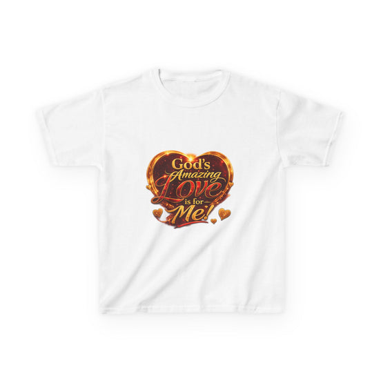 Kids T-Shirt — "God's Amazing Love Is For Me" Heart Graphic